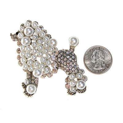 Pearl and Rhinestone Poodle Brooch by Unsigned Beauty - Vintage Meet Modern Vintage Jewelry - Chicago, Illinois - #oldhollywoodglamour #vintagemeetmodern #designervintage #jewelrybox #antiquejewelry #vintagejewelry