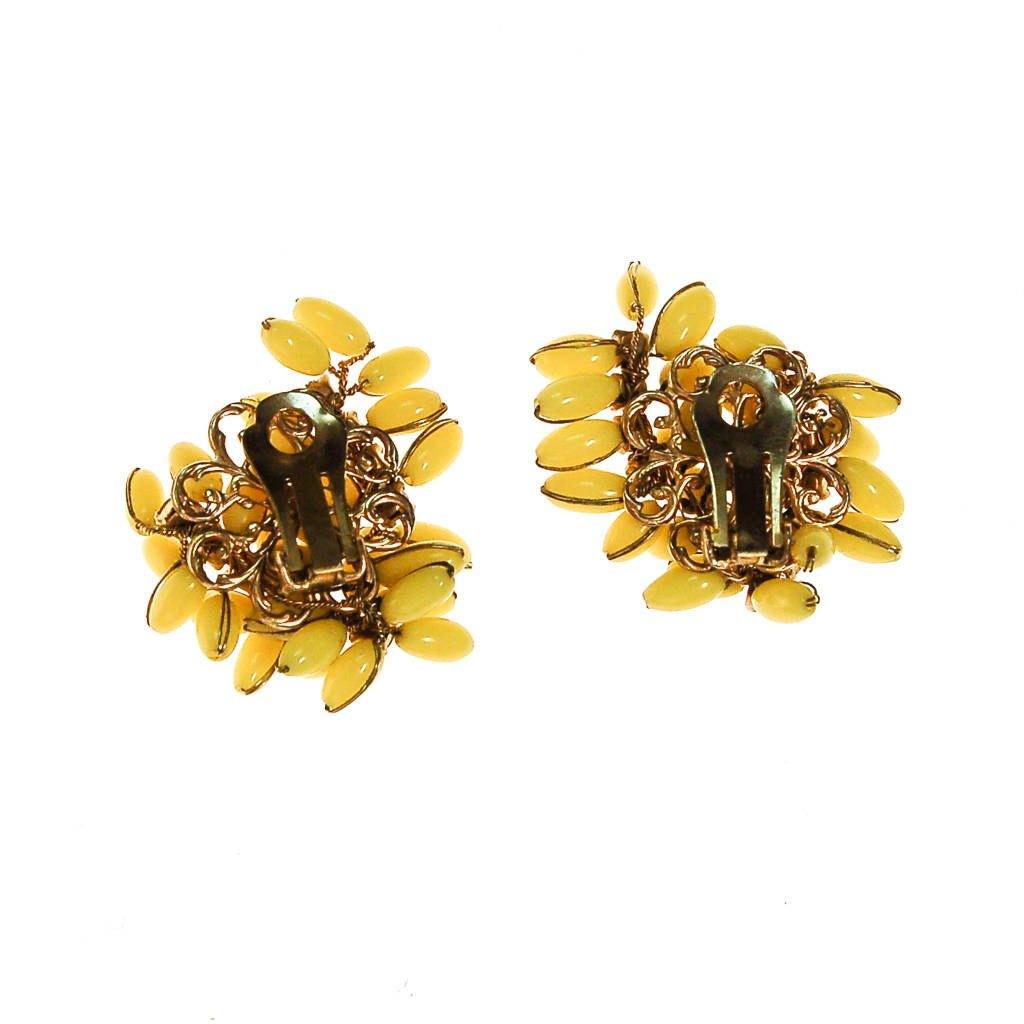 Yellow and Rhinestone Earrings, Ear Crawler by unsigned - Vintage Meet Modern Vintage Jewelry - Chicago, Illinois - #oldhollywoodglamour #vintagemeetmodern #designervintage #jewelrybox #antiquejewelry #vintagejewelry