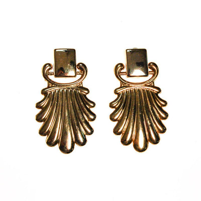 Massive Gold Fan Door Knocker Statement Earrings by 1970s - Vintage Meet Modern Vintage Jewelry - Chicago, Illinois - #oldhollywoodglamour #vintagemeetmodern #designervintage #jewelrybox #antiquejewelry #vintagejewelry