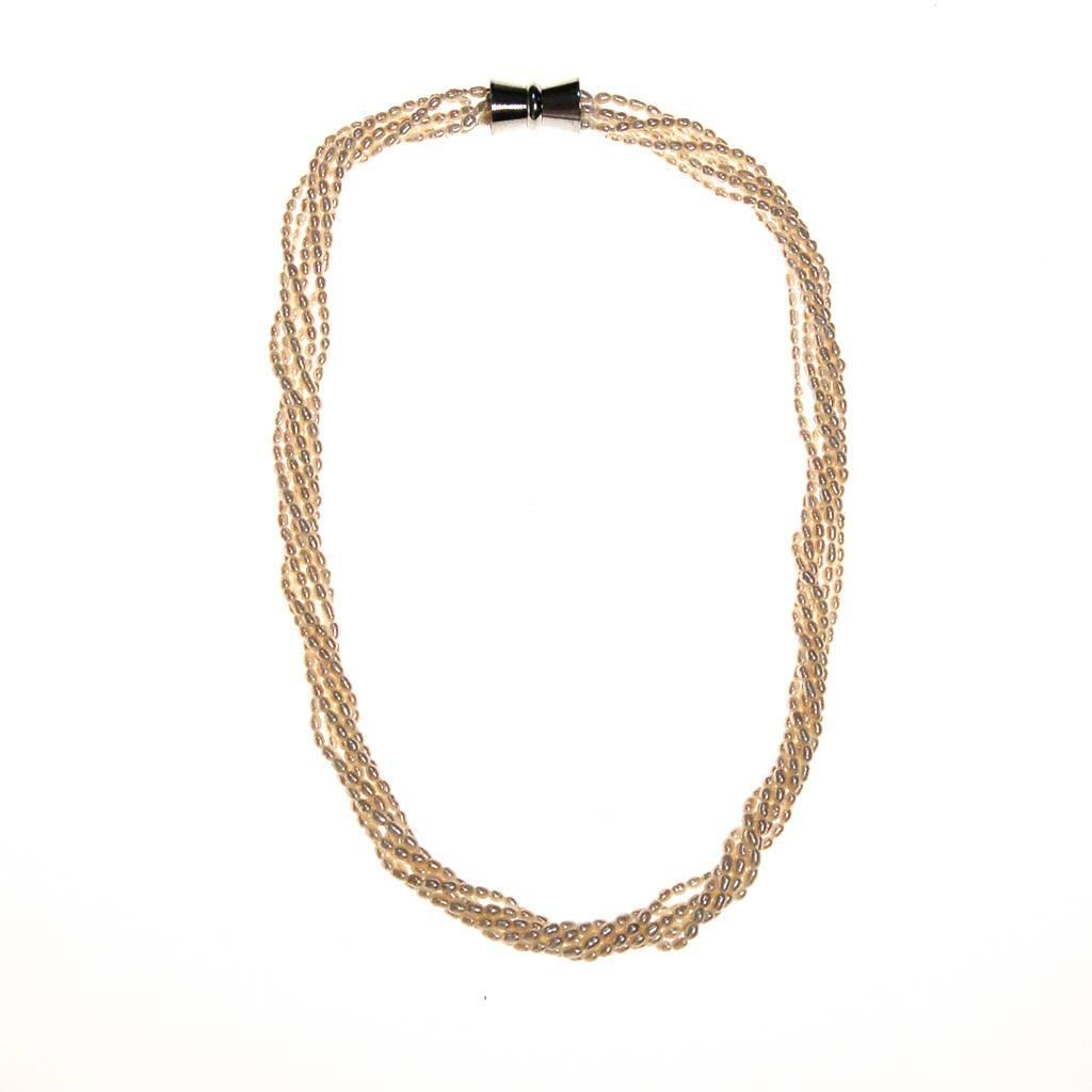 Genuine Rice Pearl Multi Strand Necklace