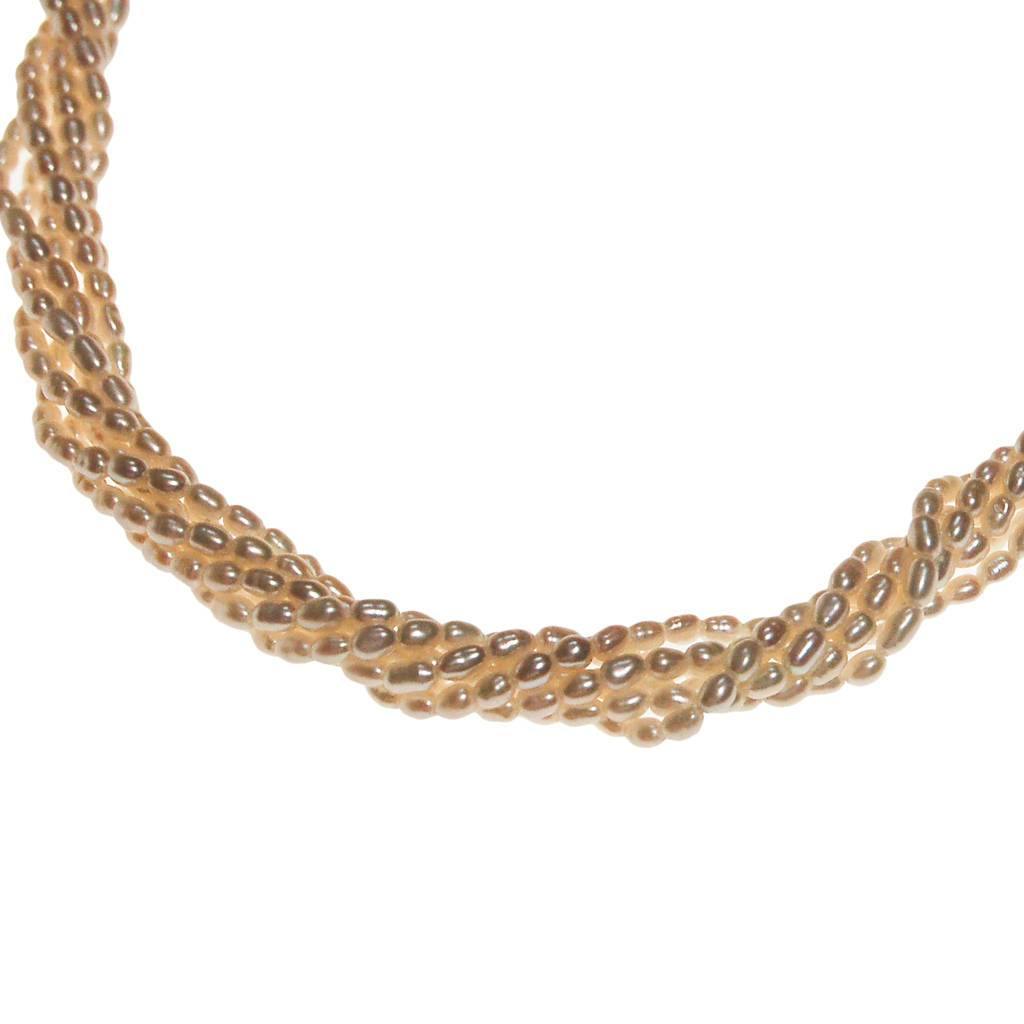 Genuine Rice Pearl Multi Strand Necklace by Cultured Pearls - Vintage Meet Modern Vintage Jewelry - Chicago, Illinois - #oldhollywoodglamour #vintagemeetmodern #designervintage #jewelrybox #antiquejewelry #vintagejewelry