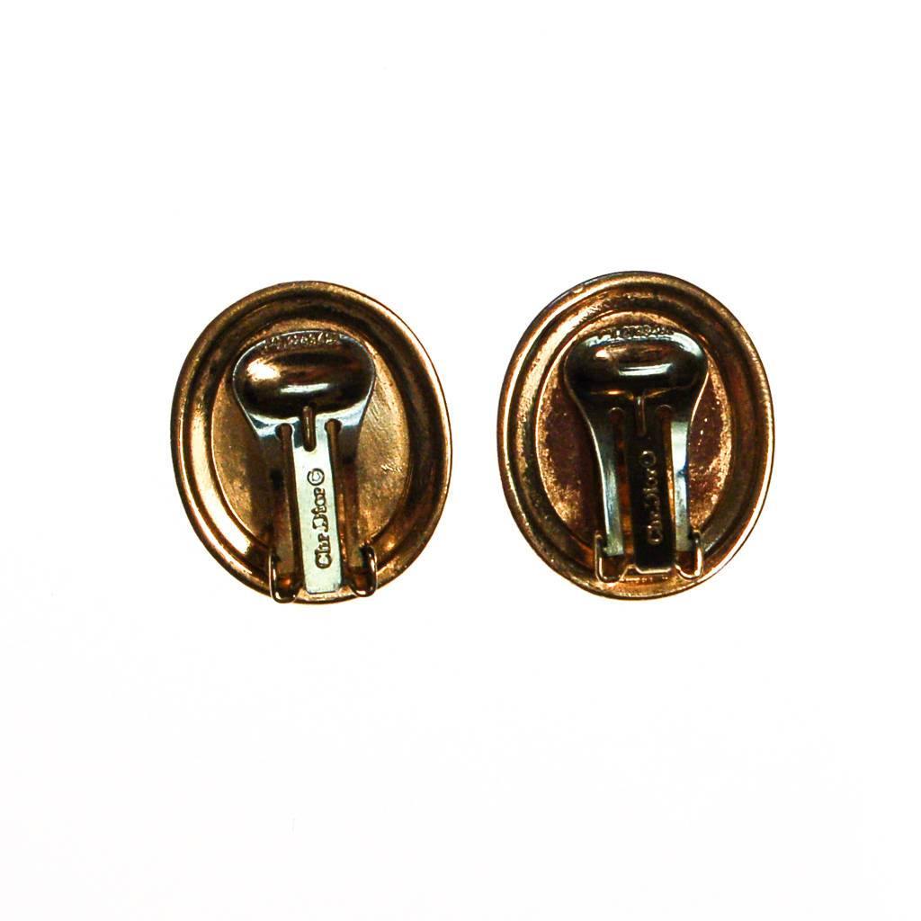 Christian Dior Earrings Gold with Cream Lucite Centers by Christian Dior - Vintage Meet Modern Vintage Jewelry - Chicago, Illinois - #oldhollywoodglamour #vintagemeetmodern #designervintage #jewelrybox #antiquejewelry #vintagejewelry