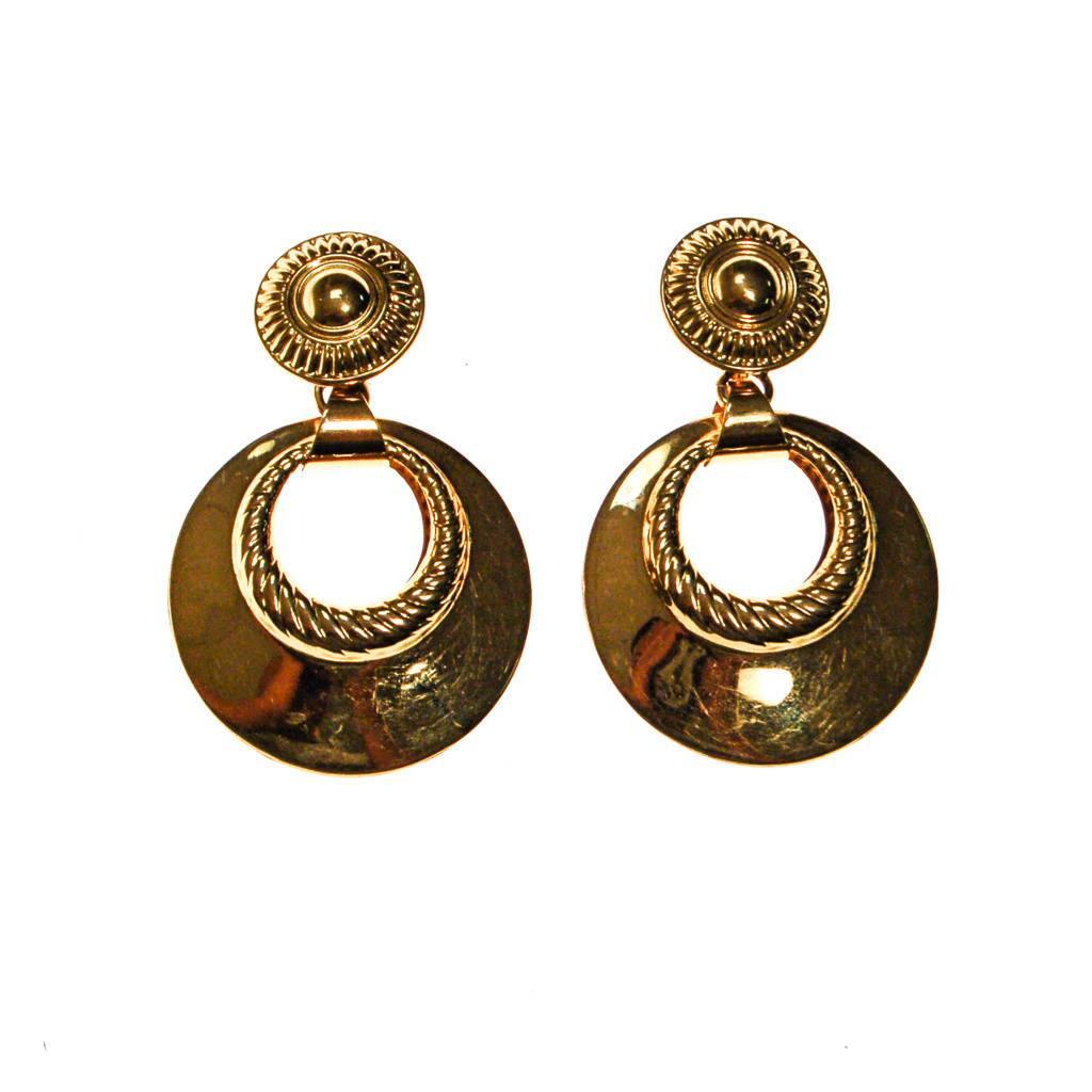 Monet Gold Tone Door Knocker Earrings by Monet - Vintage Meet Modern Vintage Jewelry - Chicago, Illinois - #oldhollywoodglamour #vintagemeetmodern #designervintage #jewelrybox #antiquejewelry #vintagejewelry