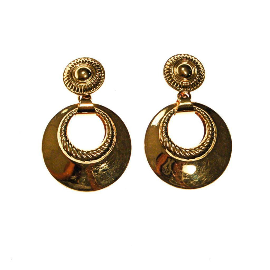 Monet Gold Tone Door Knocker Earrings by Monet - Vintage Meet Modern Vintage Jewelry - Chicago, Illinois - #oldhollywoodglamour #vintagemeetmodern #designervintage #jewelrybox #antiquejewelry #vintagejewelry