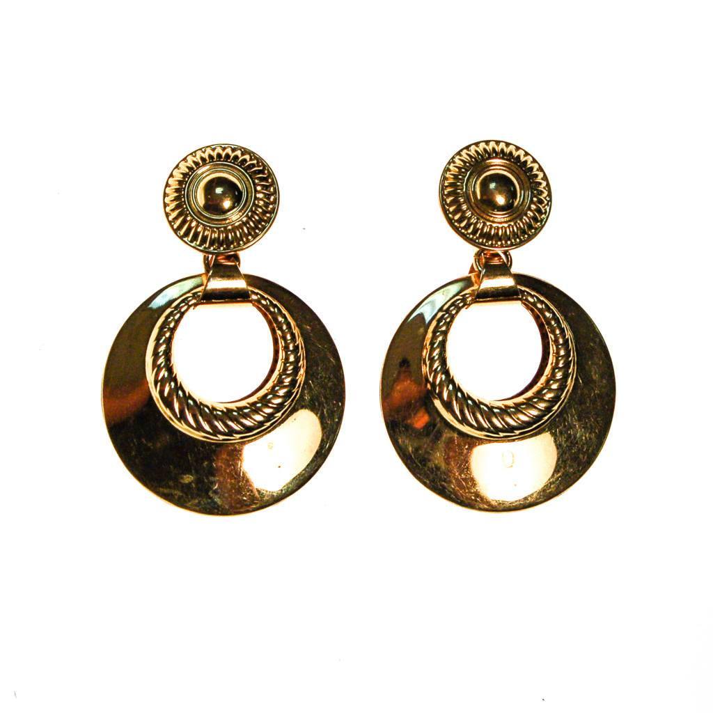 Monet Gold Tone Door Knocker Earrings by Monet - Vintage Meet Modern Vintage Jewelry - Chicago, Illinois - #oldhollywoodglamour #vintagemeetmodern #designervintage #jewelrybox #antiquejewelry #vintagejewelry