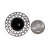 Sarah Coventry Silver Brooch with Black Lucite Center, Round Shape by Sarah Coventry - Vintage Meet Modern Vintage Jewelry - Chicago, Illinois - #oldhollywoodglamour #vintagemeetmodern #designervintage #jewelrybox #antiquejewelry #vintagejewelry
