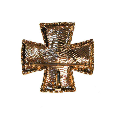 St John Maltese Cross Pendant Brooch, Gold Tone, Black Enamel Rhinestones by St John - Vintage Meet Modern Vintage Jewelry - Chicago, Illinois - #oldhollywoodglamour #vintagemeetmodern #designervintage #jewelrybox #antiquejewelry #vintagejewelry