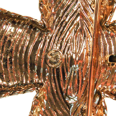St John Maltese Cross Pendant Brooch, Gold Tone, Black Enamel Rhinestones by St John - Vintage Meet Modern Vintage Jewelry - Chicago, Illinois - #oldhollywoodglamour #vintagemeetmodern #designervintage #jewelrybox #antiquejewelry #vintagejewelry