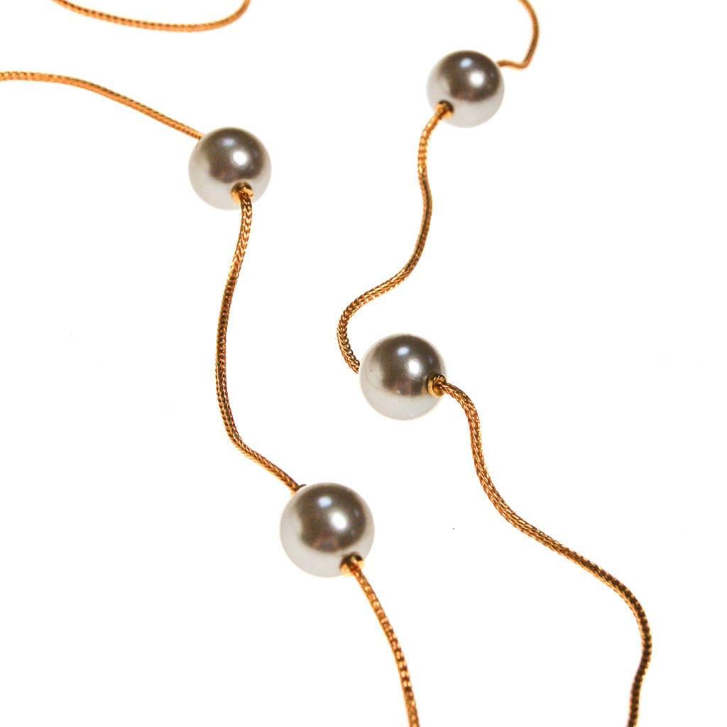 Napier Gold Chain Necklace with Pearl Stations by Napier - Vintage Meet Modern Vintage Jewelry - Chicago, Illinois - #oldhollywoodglamour #vintagemeetmodern #designervintage #jewelrybox #antiquejewelry #vintagejewelry