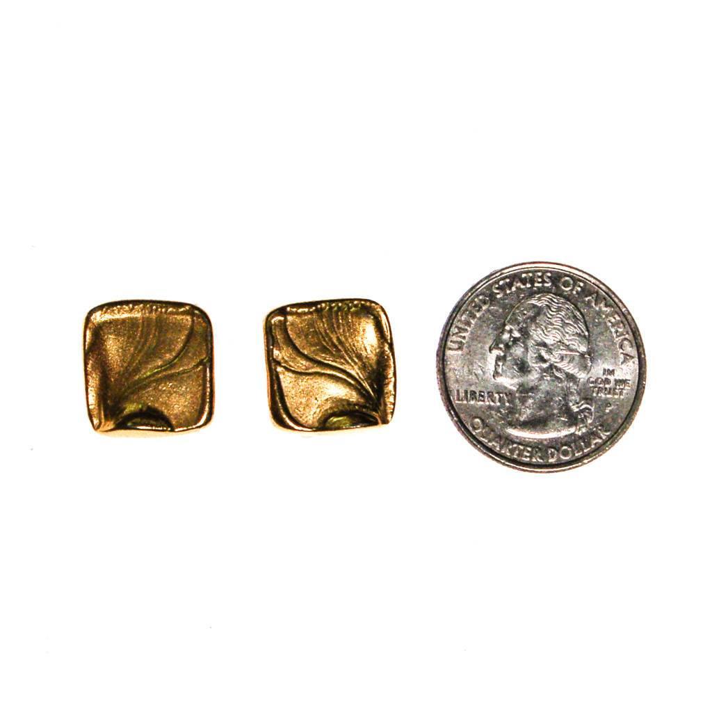 Crown Trifari Gold Tone Petite Square Earrings by Crown Trifari - Vintage Meet Modern Vintage Jewelry - Chicago, Illinois - #oldhollywoodglamour #vintagemeetmodern #designervintage #jewelrybox #antiquejewelry #vintagejewelry