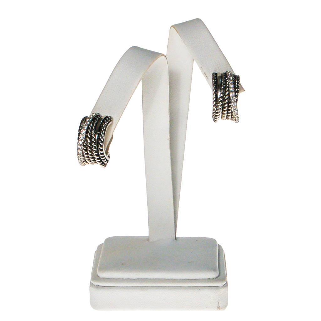 Silver Cable Style Hoops with Cubic Zirconia Accents by 1980s - Vintage Meet Modern Vintage Jewelry - Chicago, Illinois - #oldhollywoodglamour #vintagemeetmodern #designervintage #jewelrybox #antiquejewelry #vintagejewelry