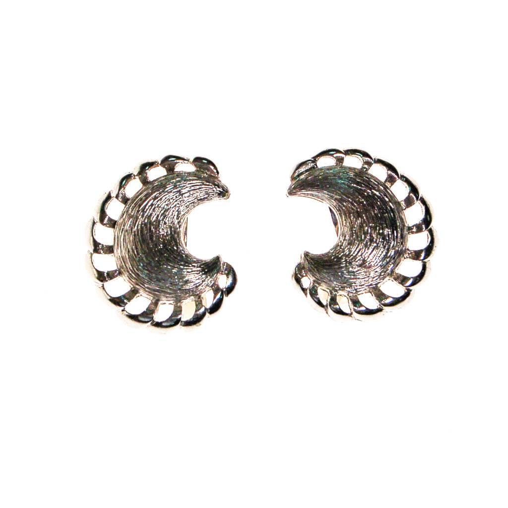 Monet Silver Crescent Earrings