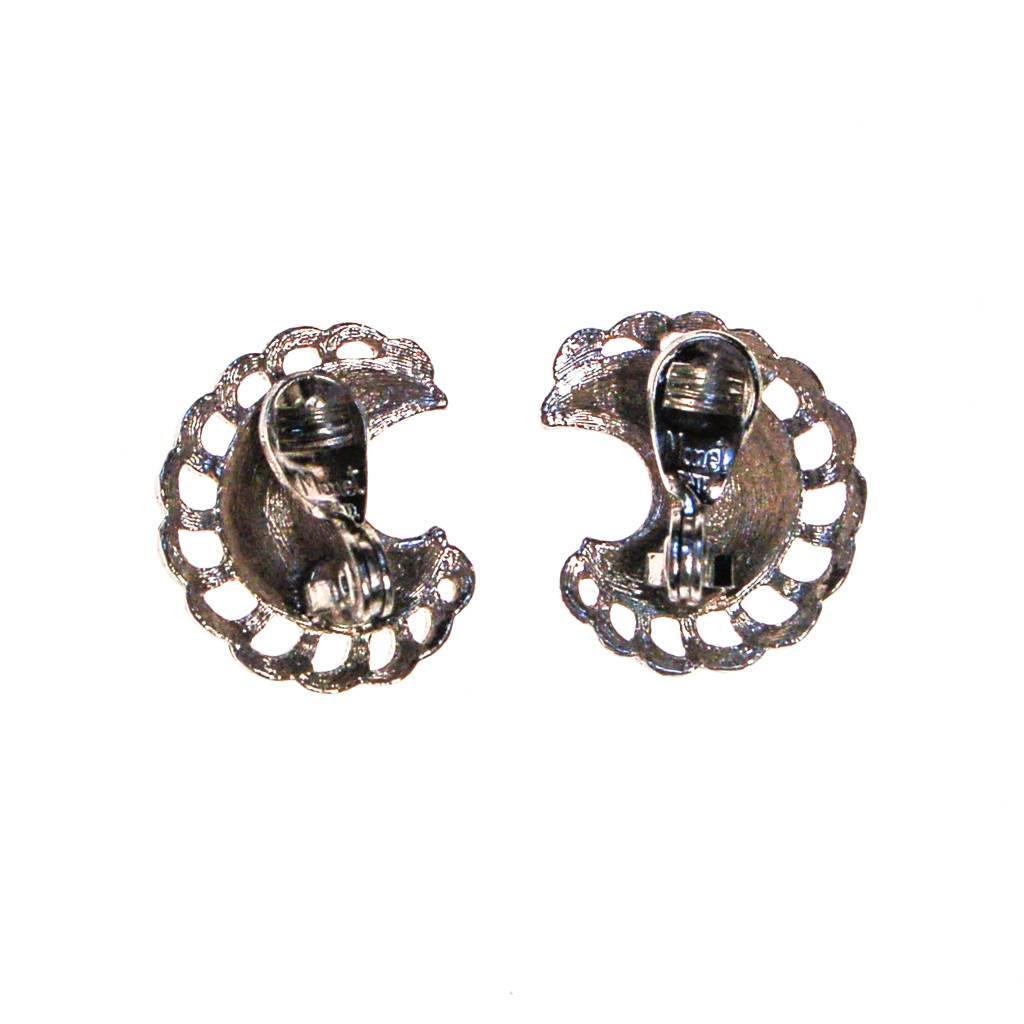 Monet Silver Crescent Earrings by Monet - Vintage Meet Modern Vintage Jewelry - Chicago, Illinois - #oldhollywoodglamour #vintagemeetmodern #designervintage #jewelrybox #antiquejewelry #vintagejewelry
