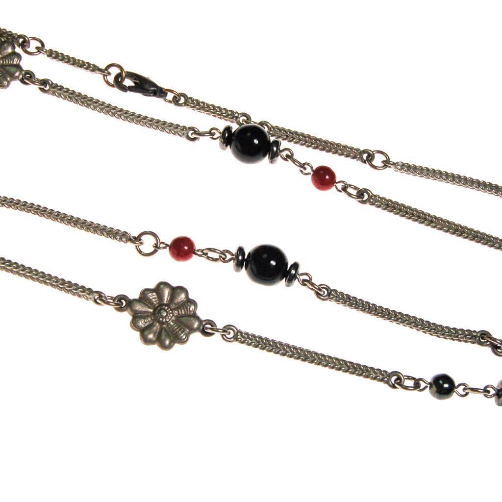 Ben Amun Silver and Burgundy Bead Necklace by Ben Amun - Vintage Meet Modern Vintage Jewelry - Chicago, Illinois - #oldhollywoodglamour #vintagemeetmodern #designervintage #jewelrybox #antiquejewelry #vintagejewelry