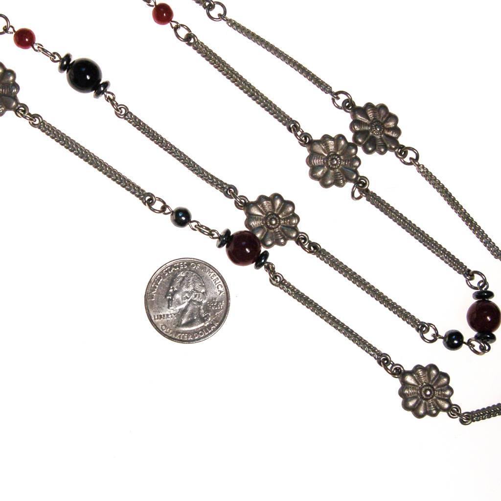 Ben Amun Silver and Burgundy Bead Necklace by Ben Amun - Vintage Meet Modern Vintage Jewelry - Chicago, Illinois - #oldhollywoodglamour #vintagemeetmodern #designervintage #jewelrybox #antiquejewelry #vintagejewelry