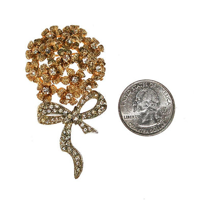 Bouquet of Posies Brooch, Gold Tone, Rhinestones, Bow by Unsigned Beauty - Vintage Meet Modern Vintage Jewelry - Chicago, Illinois - #oldhollywoodglamour #vintagemeetmodern #designervintage #jewelrybox #antiquejewelry #vintagejewelry