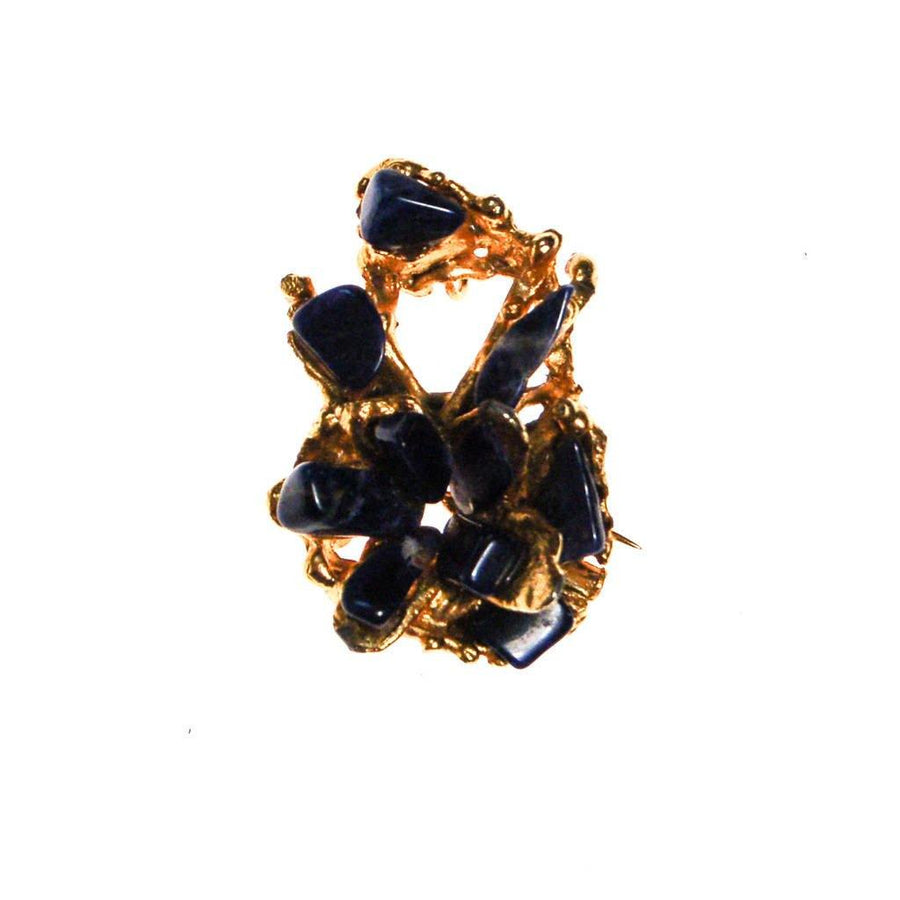 Brutalist Lapis Pendant, brooch, Gold Tone Setting by Brutalist Modern - Vintage Meet Modern Vintage Jewelry - Chicago, Illinois - #oldhollywoodglamour #vintagemeetmodern #designervintage #jewelrybox #antiquejewelry #vintagejewelry