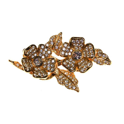 Joan Rivers Gold Flower Brooch with Rhinestones and Clip Earrings by Joan Rivers - Vintage Meet Modern Vintage Jewelry - Chicago, Illinois - #oldhollywoodglamour #vintagemeetmodern #designervintage #jewelrybox #antiquejewelry #vintagejewelry