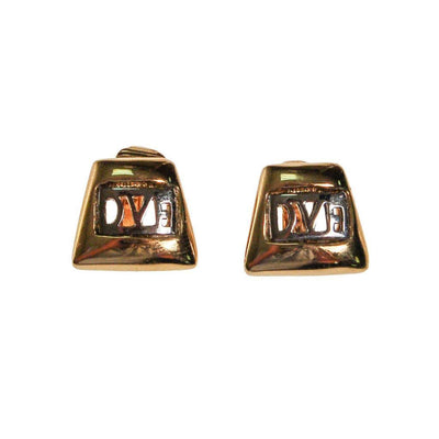 DVF Logo Earrings, Silver and Gold by Diane von Furstenberg - Vintage Meet Modern Vintage Jewelry - Chicago, Illinois - #oldhollywoodglamour #vintagemeetmodern #designervintage #jewelrybox #antiquejewelry #vintagejewelry
