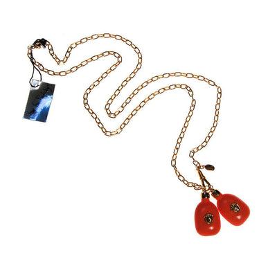 Diane von Furstenberg Coral Lucite and Gold Chain Lariat by Diane von Furstenberg - Vintage Meet Modern Vintage Jewelry - Chicago, Illinois - #oldhollywoodglamour #vintagemeetmodern #designervintage #jewelrybox #antiquejewelry #vintagejewelry