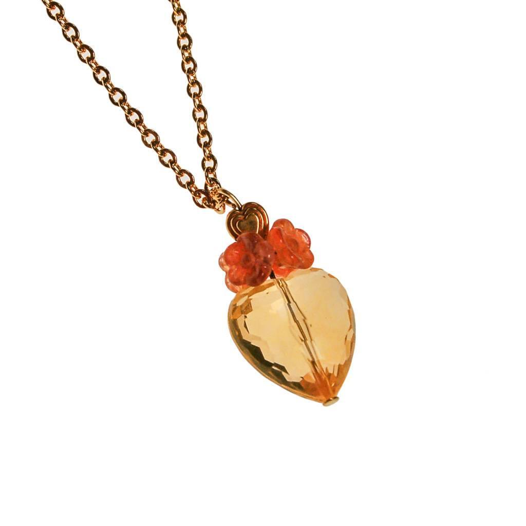 Diane von Furstenberg Golden Crystal Heart Necklace by Diane von Furstenberg - Vintage Meet Modern Vintage Jewelry - Chicago, Illinois - #oldhollywoodglamour #vintagemeetmodern #designervintage #jewelrybox #antiquejewelry #vintagejewelry