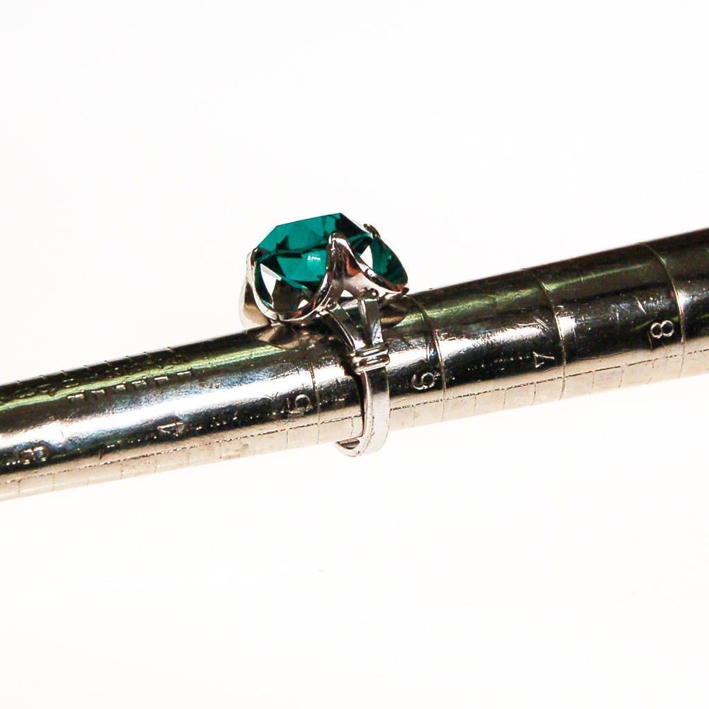 Emerald Green Crystal Statement Ring set in Sterling Silver by Sterling Silver - Vintage Meet Modern Vintage Jewelry - Chicago, Illinois - #oldhollywoodglamour #vintagemeetmodern #designervintage #jewelrybox #antiquejewelry #vintagejewelry