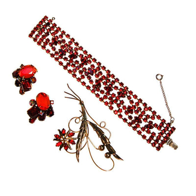 Red Rhinestone Bracelet by 1960s - Vintage Meet Modern Vintage Jewelry - Chicago, Illinois - #oldhollywoodglamour #vintagemeetmodern #designervintage #jewelrybox #antiquejewelry #vintagejewelry