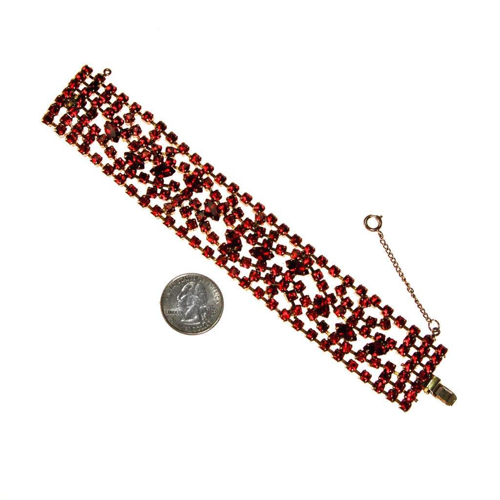 Red Rhinestone Bracelet by 1960s - Vintage Meet Modern Vintage Jewelry - Chicago, Illinois - #oldhollywoodglamour #vintagemeetmodern #designervintage #jewelrybox #antiquejewelry #vintagejewelry