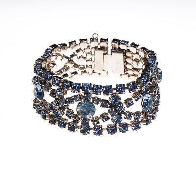 Art Deco Light Blue Rhinestone Bracelet, Silver Tone Setting by Art Deco - Vintage Meet Modern Vintage Jewelry - Chicago, Illinois - #oldhollywoodglamour #vintagemeetmodern #designervintage #jewelrybox #antiquejewelry #vintagejewelry