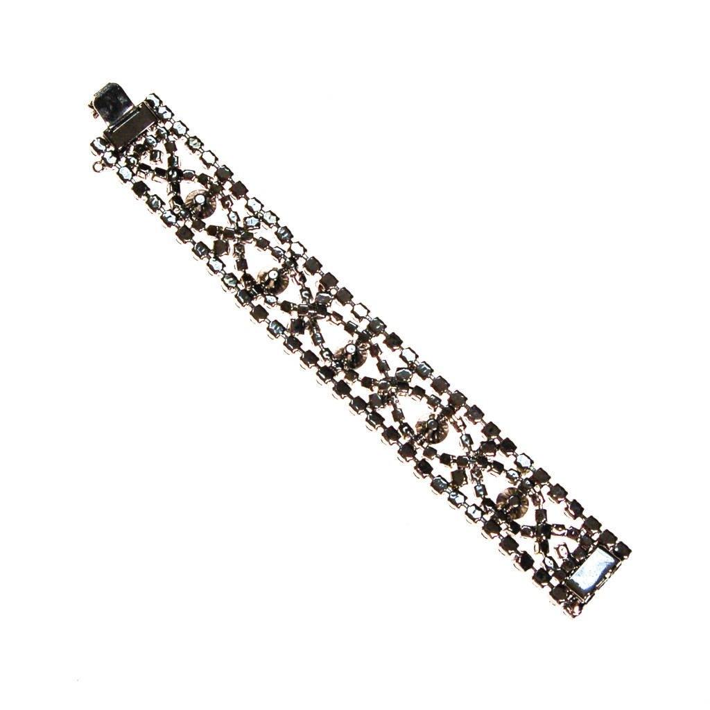 Art Deco Light Blue Rhinestone Bracelet, Silver Tone Setting by Art Deco - Vintage Meet Modern Vintage Jewelry - Chicago, Illinois - #oldhollywoodglamour #vintagemeetmodern #designervintage #jewelrybox #antiquejewelry #vintagejewelry