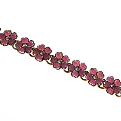 Purple Flowers and Rhinestones Bracelet by 1960s - Vintage Meet Modern Vintage Jewelry - Chicago, Illinois - #oldhollywoodglamour #vintagemeetmodern #designervintage #jewelrybox #antiquejewelry #vintagejewelry