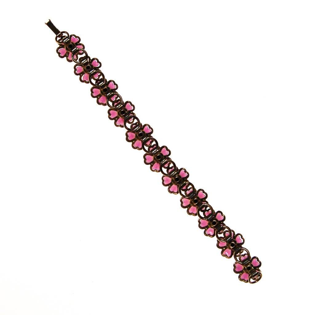 Purple Flowers and Rhinestones Bracelet by 1960s - Vintage Meet Modern Vintage Jewelry - Chicago, Illinois - #oldhollywoodglamour #vintagemeetmodern #designervintage #jewelrybox #antiquejewelry #vintagejewelry