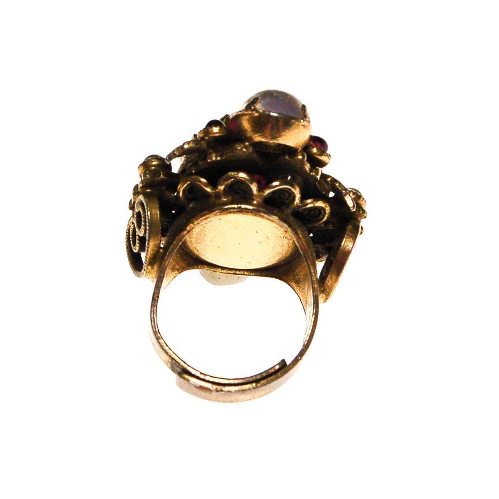 Amethyst Art Glass and Opal Glass Cabochon Statement Ring by Victorian Revival - Vintage Meet Modern Vintage Jewelry - Chicago, Illinois - #oldhollywoodglamour #vintagemeetmodern #designervintage #jewelrybox #antiquejewelry #vintagejewelry