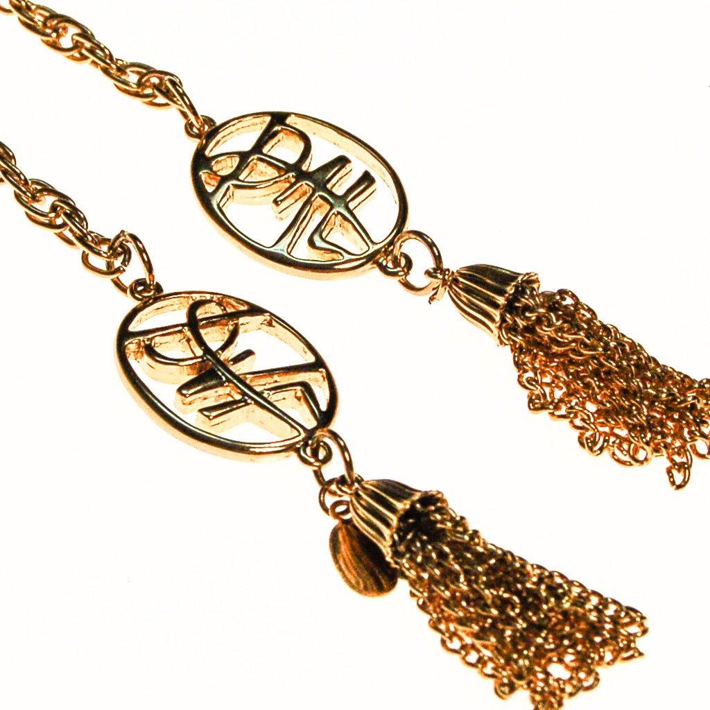 Diane von Furstenberg Gold Tassel Lariat Necklace, DVF, Designer Vintage Jewelry, 1970s by Diane Von Furstenberg - Vintage Meet Modern Vintage Jewelry - Chicago, Illinois - #oldhollywoodglamour #vintagemeetmodern #designervintage #jewelrybox #antiquejewelry #vintagejewelry