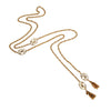 Diane von Furstenberg Gold Tassel Lariat Necklace, DVF, Designer Vintage Jewelry, 1970s by Diane Von Furstenberg - Vintage Meet Modern Vintage Jewelry - Chicago, Illinois - #oldhollywoodglamour #vintagemeetmodern #designervintage #jewelrybox #antiquejewelry #vintagejewelry