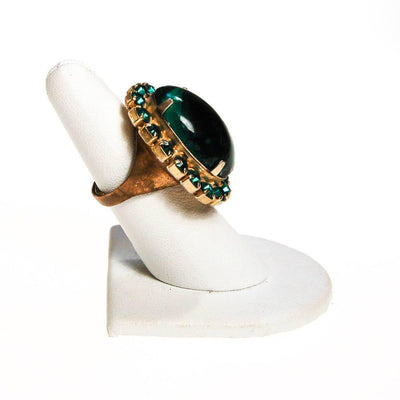 Huge Emerald Green Rhinestone Statement Ring by 1960s - Vintage Meet Modern Vintage Jewelry - Chicago, Illinois - #oldhollywoodglamour #vintagemeetmodern #designervintage #jewelrybox #antiquejewelry #vintagejewelry