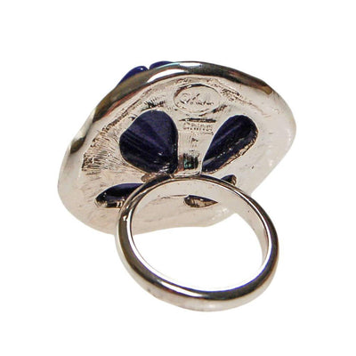 Huge Blue Pansy Flower Cocktail Ring by Kenneth Jay Lane by Kenneth Jay Lane - Vintage Meet Modern Vintage Jewelry - Chicago, Illinois - #oldhollywoodglamour #vintagemeetmodern #designervintage #jewelrybox #antiquejewelry #vintagejewelry
