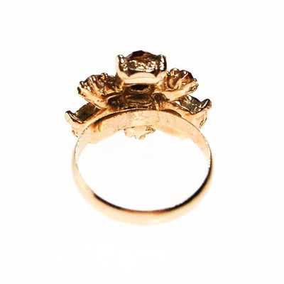 Red Rhinestone Statement Ring, Gold Tone, Adjustable, Ring Size 7 by 1960s - Vintage Meet Modern Vintage Jewelry - Chicago, Illinois - #oldhollywoodglamour #vintagemeetmodern #designervintage #jewelrybox #antiquejewelry #vintagejewelry