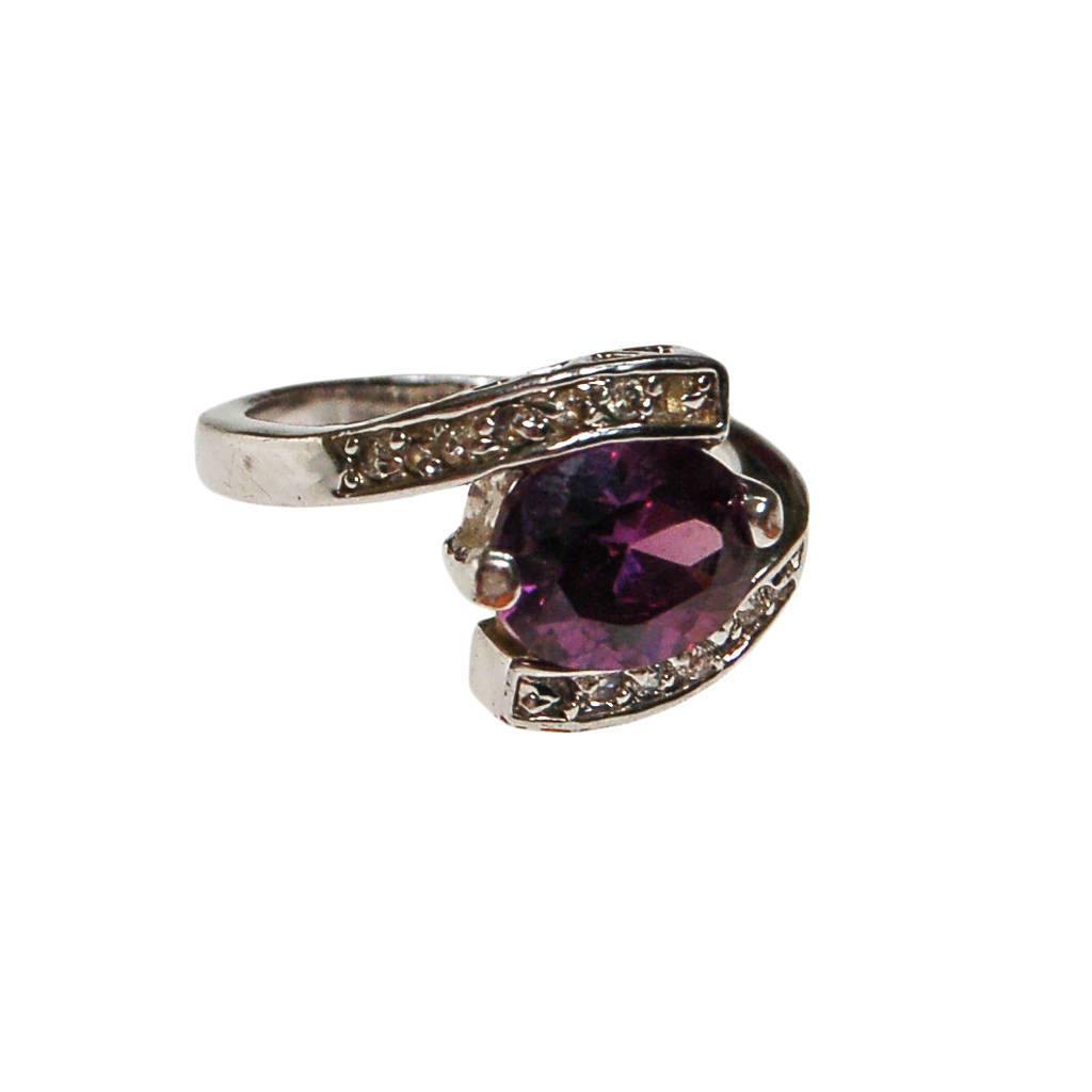 Iolite and Cubic Zirconia Sterling Silver Ring