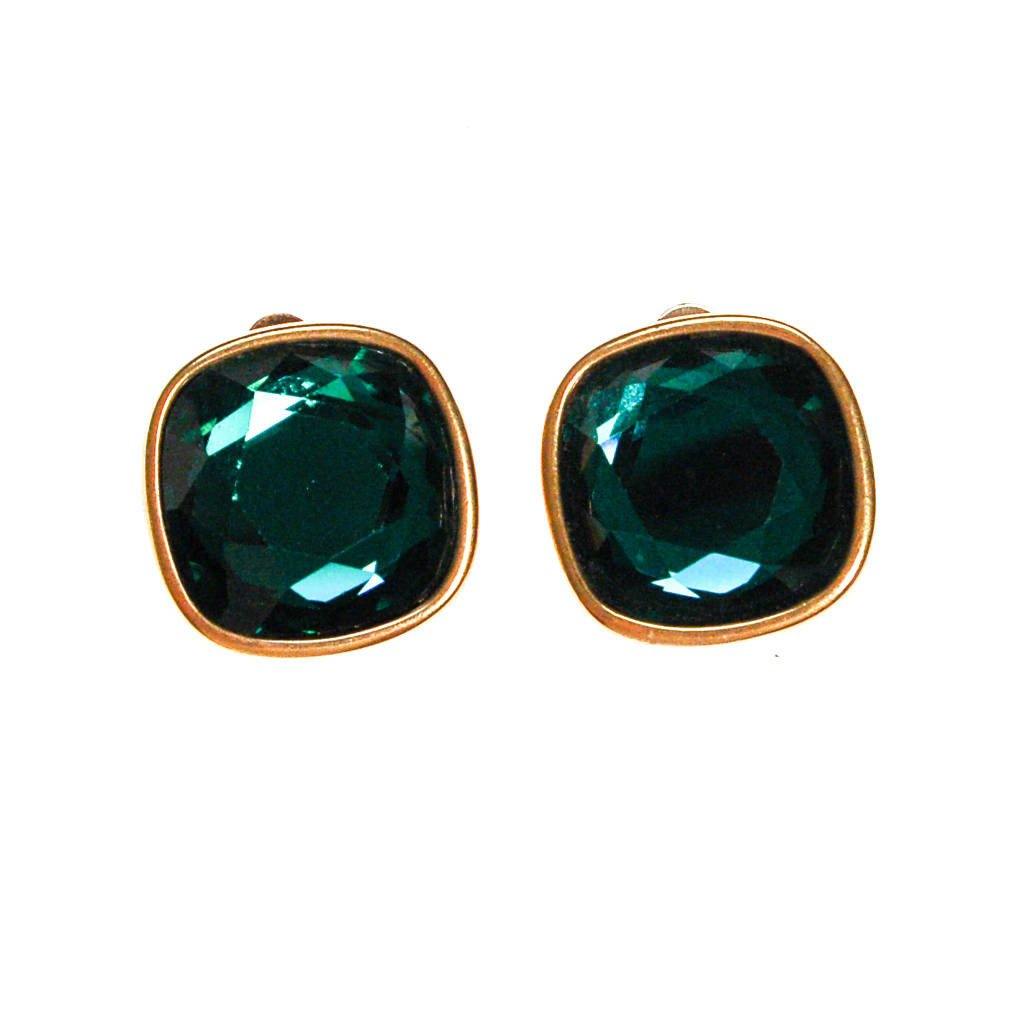 SAL Swarovski Emerald Green Rhinestone Earrings