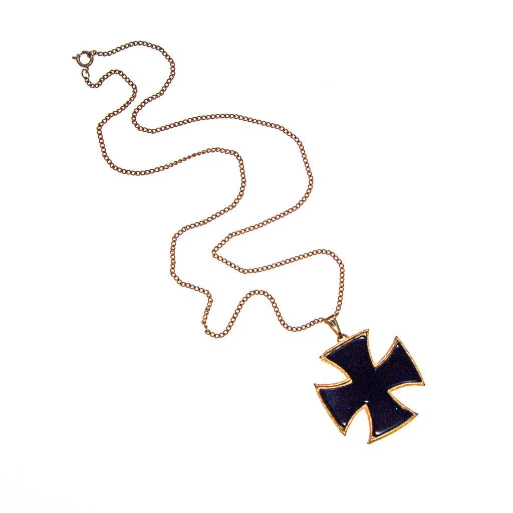 Blue Maltese Cross Pendant Necklace