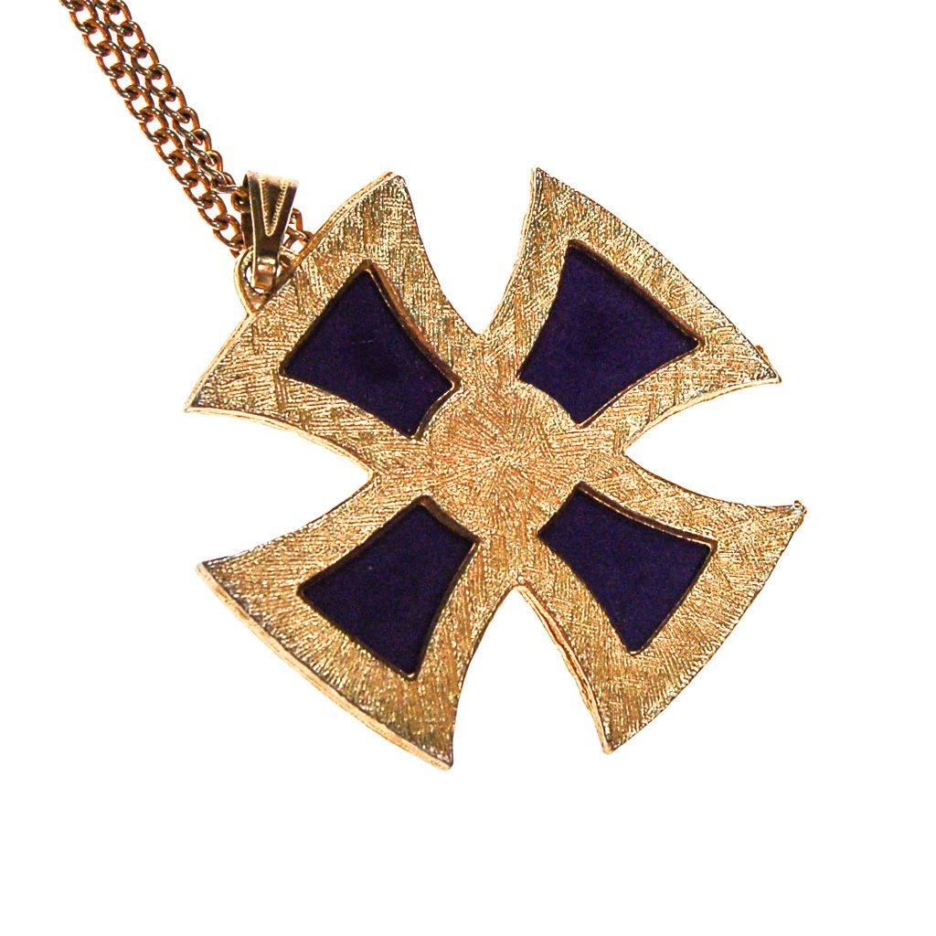 Blue Maltese Cross Pendant Necklace by 1970s - Vintage Meet Modern Vintage Jewelry - Chicago, Illinois - #oldhollywoodglamour #vintagemeetmodern #designervintage #jewelrybox #antiquejewelry #vintagejewelry