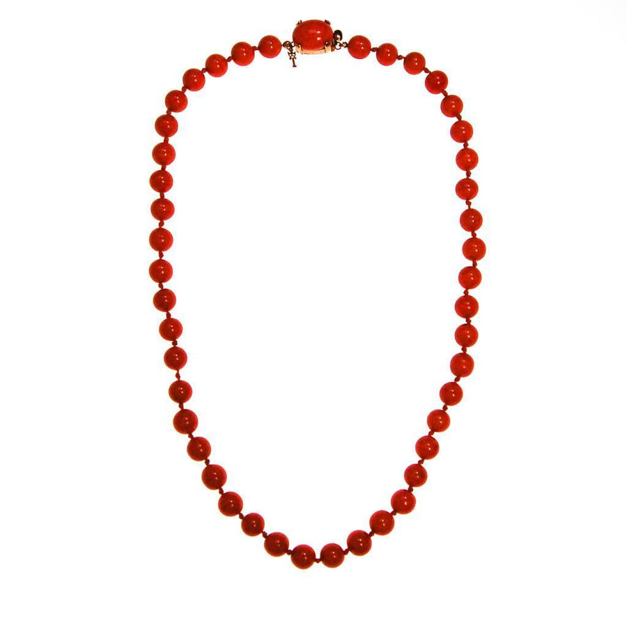 Crown Trifari Coral Glass Bead Necklace by Crown Trifari - Vintage Meet Modern Vintage Jewelry - Chicago, Illinois - #oldhollywoodglamour #vintagemeetmodern #designervintage #jewelrybox #antiquejewelry #vintagejewelry