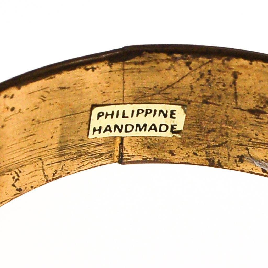 Pink Mother of Pearl Brass Bangle Bracelet by 1970s - Vintage Meet Modern Vintage Jewelry - Chicago, Illinois - #oldhollywoodglamour #vintagemeetmodern #designervintage #jewelrybox #antiquejewelry #vintagejewelry