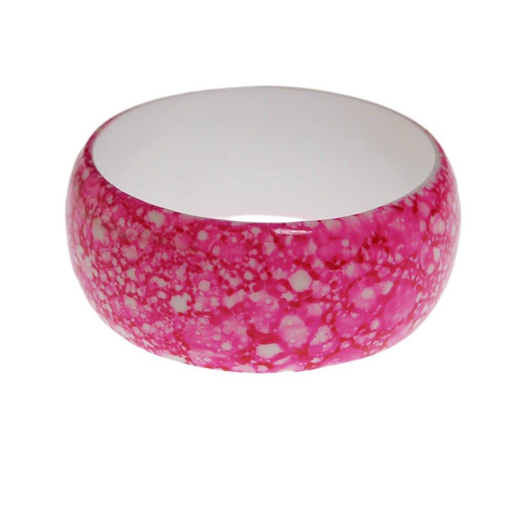 Pink and White Speckled Wide Bangle Bracelet by 1980s - Vintage Meet Modern Vintage Jewelry - Chicago, Illinois - #oldhollywoodglamour #vintagemeetmodern #designervintage #jewelrybox #antiquejewelry #vintagejewelry