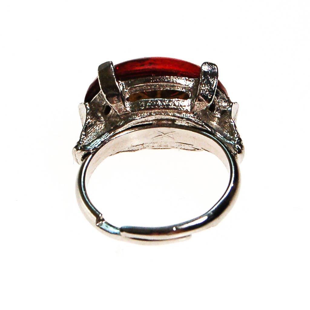 Ruby Red Cabochon Rhinestone Statement Ring by 1960s - Vintage Meet Modern Vintage Jewelry - Chicago, Illinois - #oldhollywoodglamour #vintagemeetmodern #designervintage #jewelrybox #antiquejewelry #vintagejewelry