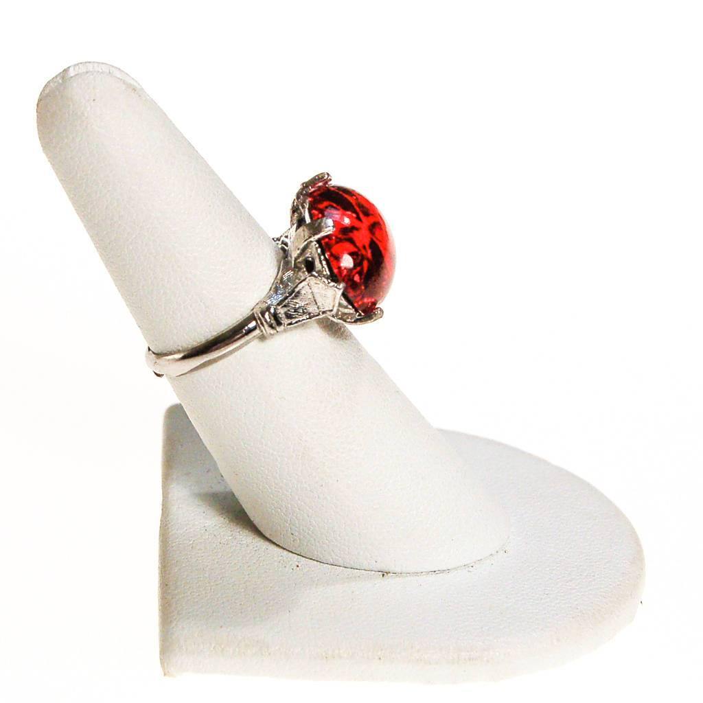 Ruby Red Cabochon Rhinestone Statement Ring by 1960s - Vintage Meet Modern Vintage Jewelry - Chicago, Illinois - #oldhollywoodglamour #vintagemeetmodern #designervintage #jewelrybox #antiquejewelry #vintagejewelry