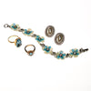 Coro White and Blue Flower Bracelet with Rhinestones by Coro - Vintage Meet Modern Vintage Jewelry - Chicago, Illinois - #oldhollywoodglamour #vintagemeetmodern #designervintage #jewelrybox #antiquejewelry #vintagejewelry