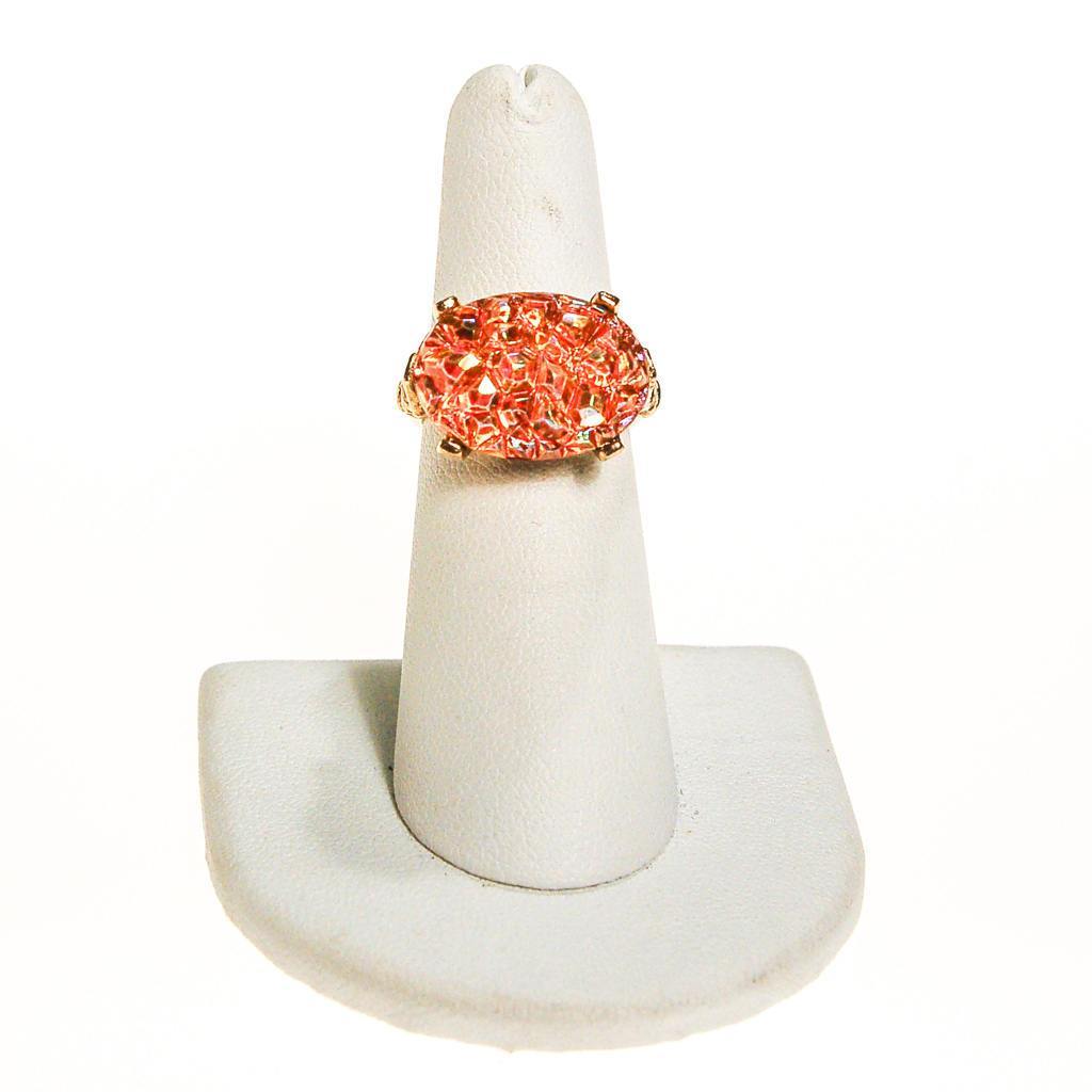 Orange Geode Crystal Statement Ring, Gold Tone, Adjustable, Mid Century Modern by 1960s - Vintage Meet Modern Vintage Jewelry - Chicago, Illinois - #oldhollywoodglamour #vintagemeetmodern #designervintage #jewelrybox #antiquejewelry #vintagejewelry