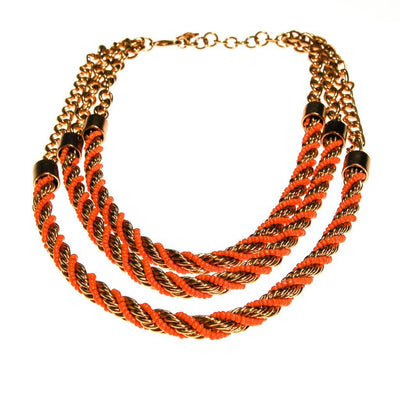 Vintage Gold and Orange Bead Triple Strand Necklace by 1990s - Vintage Meet Modern Vintage Jewelry - Chicago, Illinois - #oldhollywoodglamour #vintagemeetmodern #designervintage #jewelrybox #antiquejewelry #vintagejewelry